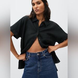 NWOT Mango 100% Linen Shirt - size small